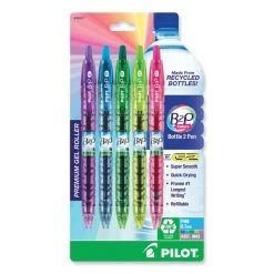 Pilot B2P Bottle-2-Pen Recycled Gel Pen, Retractable, Fine 0.7 Mm, Assorted Ink And Barrel Colors, 5/Pack