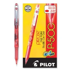 Pilot Precise P-500 Gel Pen, Stick, Extra-Fine 0.5 Mm, Red Ink, Red Barrel, Dozen -Bostitch Shop 824986