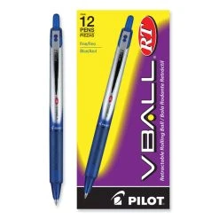 Pilot VBall RT Liquid Ink Roller Ball Pen, Retractable, Fine 0.7 Mm, Blue Ink, Blue/White Barrel -Bostitch Shop 826999