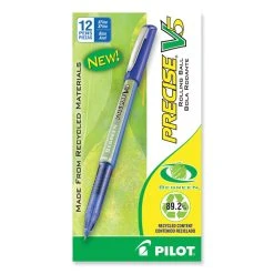 Pilot Precise V5 BeGreen Roller Ball Pen, Stick, Extra-Fine 0.5 Mm, Blue Ink, Blue Barrel, Dozen -Bostitch Shop 827005
