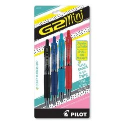 Pilot G2 Mini Gel Pen, Retractable, Fine 0.7 Mm, Assorted Ink And Barrel Colors, 4/Pack