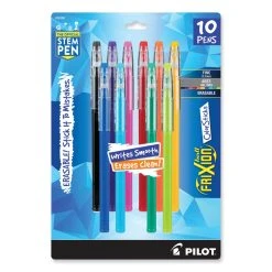 Pilot FriXion ColorSticks Erasable Gel Pen, Stick, Fine 0.7 Mm, Assorted Ink And Barrel Colors, 10/Pack