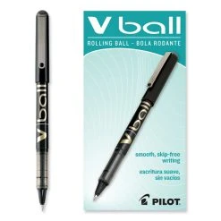 Pilot VBall Liquid Ink Roller Ball Pen, Stick, Fine 0.7 Mm, Black Ink, Black Barrel, Dozen -Bostitch Shop 827163