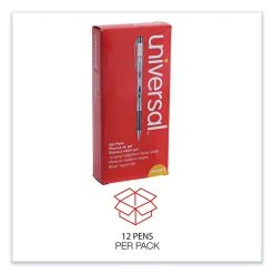 Universal Gel Pen, Stick, Medium 0.7 Mm, Black Ink, Silver/Black Barrel, Dozen -Bostitch Shop 828669