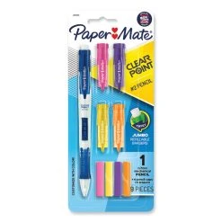 Paper Mate Clearpoint Mix And Match Mechanical Pencil, 0.7 Mm, HB (#2.5), Black Lead, Clear Barrels, Green Accents/Assorted Tops