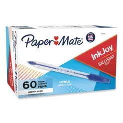 Paper Mate InkJoy 50ST Ballpoint Pen, Stick, Medium 1 Mm, Blue Ink, White/Blue Barrel, 60/Pack -Bostitch Shop 835352