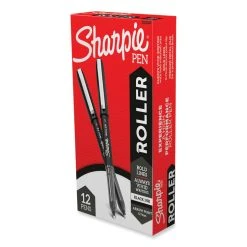 Sharpie® Roller Professional Design Roller Ball Pen, Stick, Medium 0.7 Mm, Black Ink, Black Barrel, Dozen