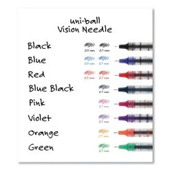 Uniball® VISION Needle Roller Ball Pen, Stick, Fine 0.7 Mm, Black Ink, Silver Barrel, Dozen -Bostitch Shop 841438