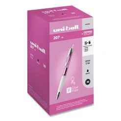 Uniball® 207 Office Pack Gel Pen, Retractable, Medium 0.7 Mm, Black Ink, Pink Barrel, 36/Pack