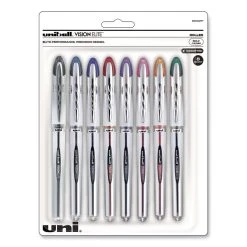 Uniball® VISION ELITE Roller Ball Pen, Stick, Micro 0.5 Mm, Assorted Ink Colors, Black Barrel