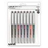 Uniball® VISION Needle Roller Ball Pen, Stick, Fine 0.7 Mm, Assorted Ink Colors, Silver Barrel, 8/Pack -Bostitch Shop 841970