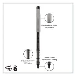 Uniball® VISION Needle Roller Ball Pen, Stick, Fine 0.7 Mm, Assorted Ink Colors, Silver Barrel, 8/Pack -Bostitch Shop 841980