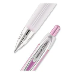 Uniball® Signo 207 Gel Pen, Retractable, Medium 0.7 Mm, Black Ink, Pink Barrel, 2/Pack -Bostitch Shop 842009