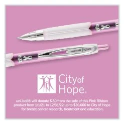 Uniball® Signo 207 Gel Pen, Retractable, Medium 0.7 Mm, Black Ink, Pink Barrel, 2/Pack -Bostitch Shop 842012