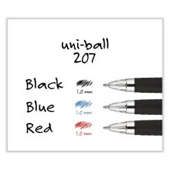 Uniball® Signo 207 Gel Pen, Retractable, Bold 1 Mm, Blue Ink, Black/Blue Barrel, Dozen -Bostitch Shop 842031