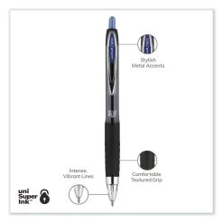 Uniball® Signo 207 Gel Pen, Retractable, Bold 1 Mm, Blue Ink, Black/Blue Barrel, Dozen -Bostitch Shop 842036
