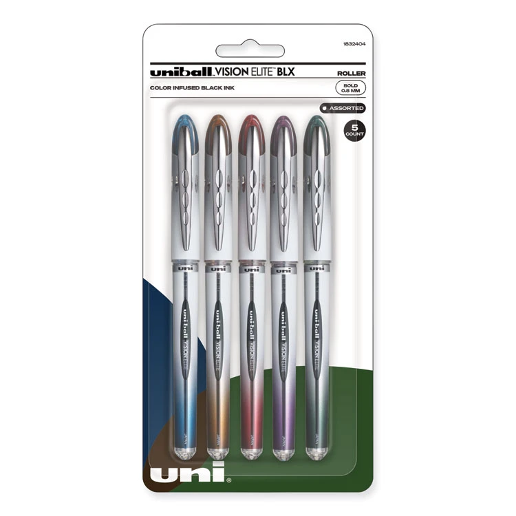 Uniball® VISION ELITE BLX Series Roller Ball Pen, Stick, Bold 0.8 Mm, Assorted Ink And Barrel Colors, 5/Pack 3 Uniball® VISION ELITE BLX Series Roller Ball Pen, Stick, Bold 0.8 Mm, Assorted Ink And Barrel Colors, 5/Pack