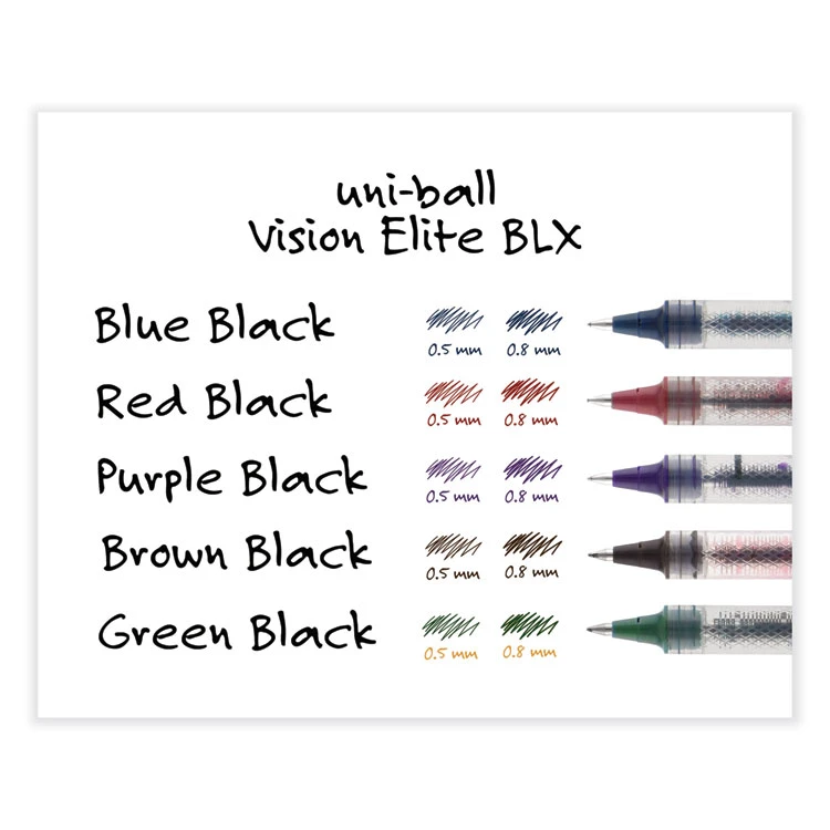 Uniball® VISION ELITE BLX Series Roller Ball Pen, Stick, Bold 0.8 Mm, Assorted Ink And Barrel Colors, 5/Pack 9 Uniball® VISION ELITE BLX Series Roller Ball Pen, Stick, Bold 0.8 Mm, Assorted Ink And Barrel Colors, 5/Pack - Image 7