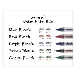 Uniball® VISION ELITE BLX Series Roller Ball Pen, Stick, Micro 0.5 Mm, Assorted Ink And Barrel Colors, 5/Pack -Bostitch Shop 842078