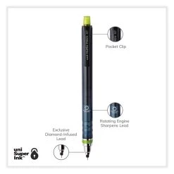 Uniball® KuruToga Mechanical Pencil, 0.7 Mm, HB (#2), Black Lead, Black/Green Barrel -Bostitch Shop 842112