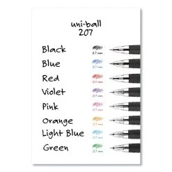 Uniball® Signo 207 Gel Pen, Retractable, Medium 0.7 Mm, Blue Ink, Black Barrel, 36/Box -Bostitch Shop 842165
