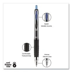 Uniball® Signo 207 Gel Pen, Retractable, Medium 0.7 Mm, Blue Ink, Black Barrel, 36/Box -Bostitch Shop 842170