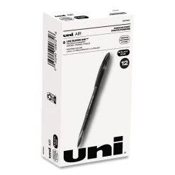 Uniball® AIR Porous Rollerball Pen, Medium 0.7 Mm, Black Ink/Barrel, Dozen