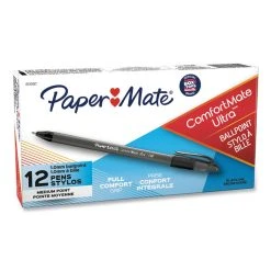Paper Mate ComfortMate Ultra Ballpoint Pen, Stick, Medium 1 Mm, Black Ink, Black Barrel, Dozen 8 Paper Mate ComfortMate Ultra Ballpoint Pen, Stick, Medium 1 Mm, Black Ink, Black Barrel, Dozen -Bostitch Shop 843121