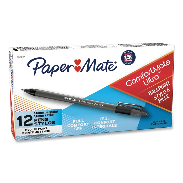 Paper Mate ComfortMate Ultra Ballpoint Pen, Stick, Medium 1 Mm, Black Ink, Black Barrel, Dozen 5 Paper Mate ComfortMate Ultra Ballpoint Pen, Stick, Medium 1 Mm, Black Ink, Black Barrel, Dozen - Image 3