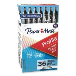 Paper Mate Profile Ballpoint Pen Value Pack, Retractable, Bold 1.4 Mm, Black Ink, Smoke Barrel, 36/Box -Bostitch Shop 843160