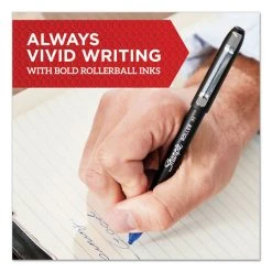 Sharpie® Roller Professional Design Roller Ball Pen, Stick, Medium 0.7 Mm, Blue Ink, Black Barrel, Dozen -Bostitch Shop 843515