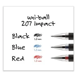 Uniball® 207 Impact Gel Pen, Stick, Bold 1 Mm, Black Ink, Silver/Black Barrel -Bostitch Shop 843621