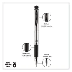 Uniball® 207 Impact Gel Pen, Stick, Bold 1 Mm, Black Ink, Silver/Black Barrel -Bostitch Shop 843625