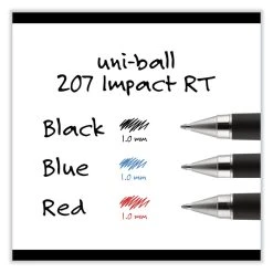Uniball® 207 Impact Gel Pen, Retractable, Bold 1 Mm, Red Ink, Black/Red Barrel -Bostitch Shop 843674