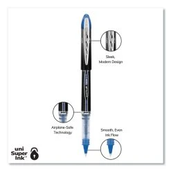 Uniball® VISION ELITE Roller Ball Pen, Stick, Extra-Fine 0.5 Mm, Blue Ink, Blue Barrel -Bostitch Shop 843692