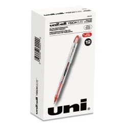 Uniball® VISION ELITE Roller Ball Pen, Stick, Bold 0.8 Mm, Red Ink, White/Red Barrel