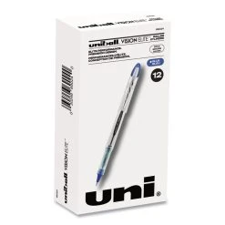Uniball® VISION ELITE Roller Ball Pen, Stick, Bold 0.8 Mm, Blue Ink, White/Blue Barrel
