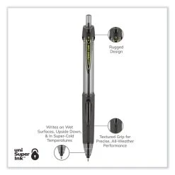 Uniball® Power Tank RT Ballpoint Pen, Retractable, Bold 1 Mm, Black Ink, Smoke/Black Barrel, Dozen -Bostitch Shop 844087