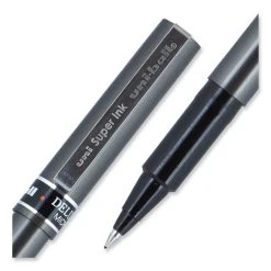 Uniball® Deluxe Roller Ball Pen, Stick, Micro 0.5 Mm, Black Ink, Metallic Gray Barrel, Dozen -Bostitch Shop 844103