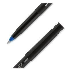 Uniball® ONYX Roller Ball Pen, Stick, Micro 0.5 Mm, Blue Ink, Black Matte Barrel, Dozen -Bostitch Shop 844123