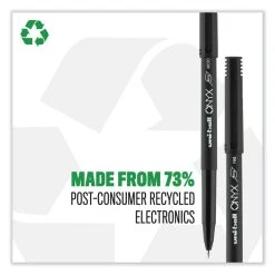 Uniball® ONYX Roller Ball Pen, Stick, Micro 0.5 Mm, Blue Ink, Black Matte Barrel, Dozen -Bostitch Shop 844129