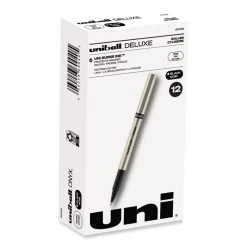 Uniball® Deluxe Roller Ball Pen, Stick, Fine 0.7 Mm, Black Ink, Champagne Barrel, Dozen