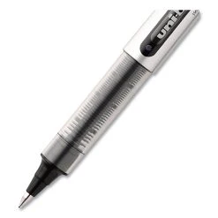 Uniball® VISION Roller Ball Pen, Stick, Fine 0.7 Mm, Black Ink, Black/Gray Barrel, Dozen -Bostitch Shop 844230