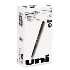 Uniball® ONYX Roller Ball Pen, Stick, Fine 0.7 Mm, Black Ink, Black Matte Barrel, Dozen