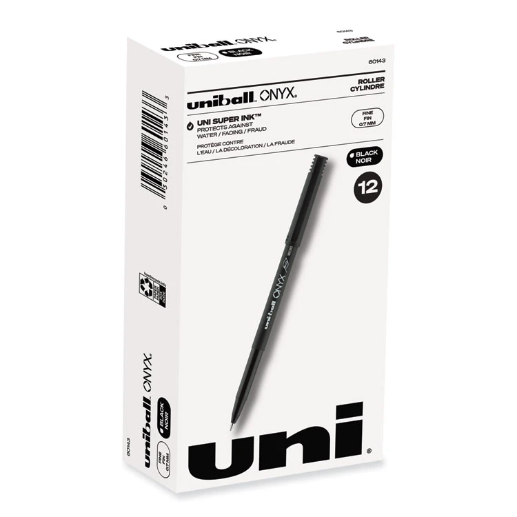 Uniball® ONYX Roller Ball Pen, Stick, Fine 0.7 Mm, Black Ink, Black Matte Barrel, Dozen 3 Uniball® ONYX Roller Ball Pen, Stick, Fine 0.7 Mm, Black Ink, Black Matte Barrel, Dozen