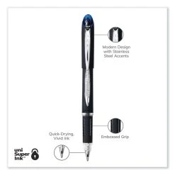 Uniball® Jetstream Stick Ballpoint Pen, Bold 1 Mm, Blue Ink, Black Barrel -Bostitch Shop 847420
