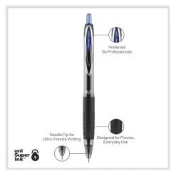 Uniball® Signo 207 Needle Point Gel Pen, Retractable, Medium 0.7 Mm, Blue Ink, Black Barrel, Dozen -Bostitch Shop 848713