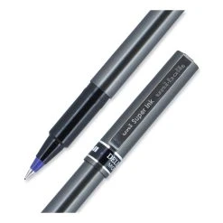 Uniball® Deluxe Roller Ball Pen, Stick, Micro 0.5 Mm, Blue Ink, Metallic Gray Barrel, Dozen -Bostitch Shop 848740