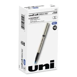 Uniball® Deluxe Roller Ball Pen, Stick, Fine 0.7 Mm, Blue Ink, Champagne Barrel, Dozen