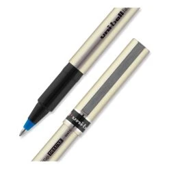 Uniball® Deluxe Roller Ball Pen, Stick, Fine 0.7 Mm, Blue Ink, Champagne Barrel, Dozen -Bostitch Shop 848758